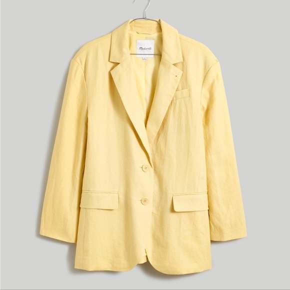 Madewell Jackets & Blazers - Madewell Yellow The Oversized Linen Blazer Jacket Size XL